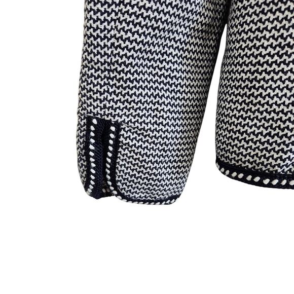 Charter Club Long Sleeve Collared Blazer Black White Houndstooth Tweed Size 4P - Picture 5 of 7
